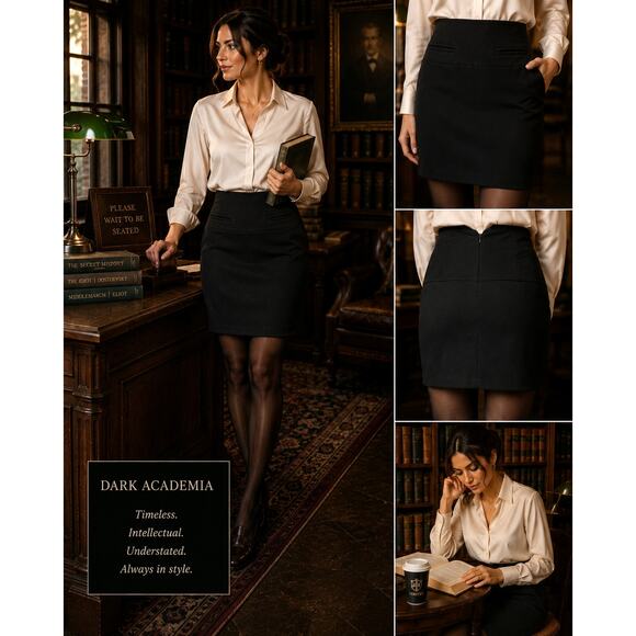 Marciano Dresses & Skirts - Marciano Los Angeles Womens 8 Black Career Mini Skirt Stretch Knit Pockets